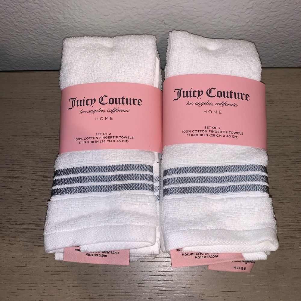 Two Sets of Juicy Couture Finger Tip Towel Set